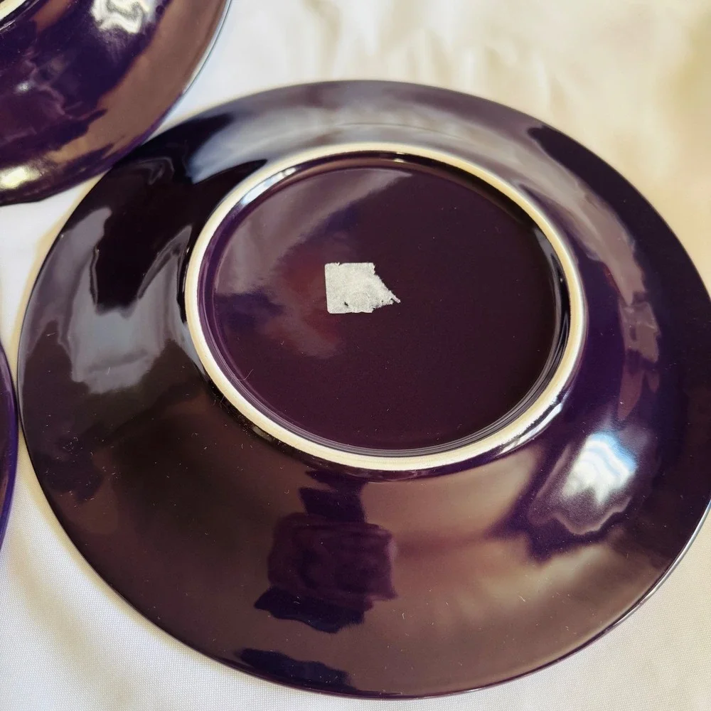 Vintage‎ Set of 3 Purple Charger Plates Ornate Scroll Design Dinner Plates 11.5